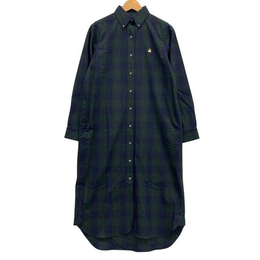 極美品◆ブルックスブラザーズ シャツ  ワンピース 長袖 チェック レディース サイズ4 グリーン系  BROOKS BROTHERS 【AFB45】