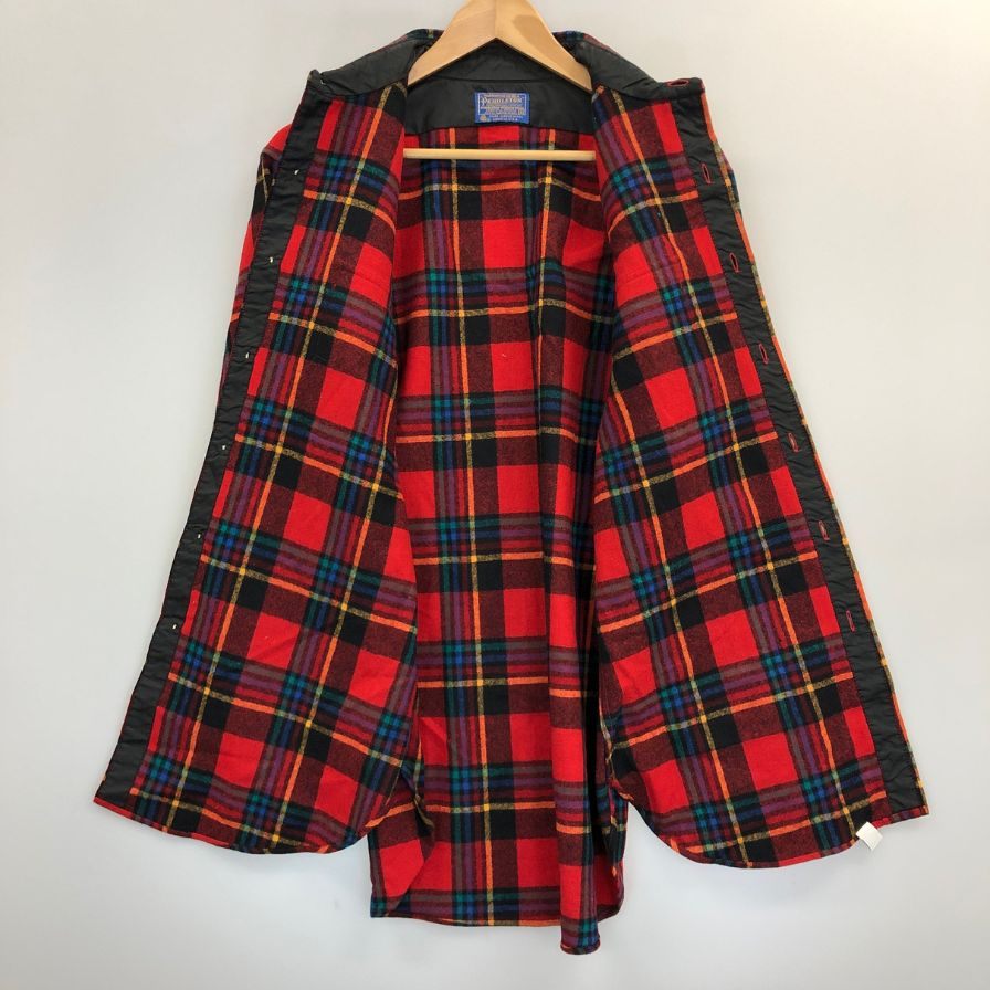 美品◆ペンドルトン 70S チェックシャツ ウール レッド メンズ サイズM PENDLETON 【AFB17】