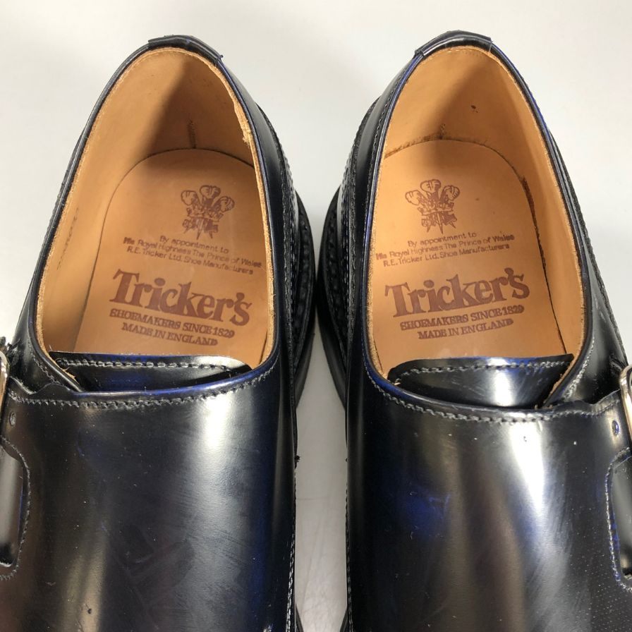 トリッカーズ モーガン レザーシューズ ダブルモンク ストラップ 7867 ブラック ブルー メンズ サイズ7.5 Tricker‘s MORGAN ビジネスシューズ 約26.0cm【LA】【中古】