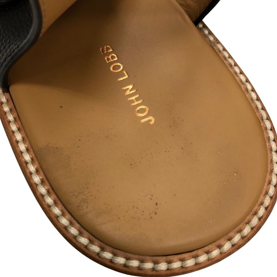 ジョンロブ サンダル ストラットン レザー ストラップ 1712 ブラック ブラウン メンズ サイズ7 JOHN LOBB STRATTON  約25.5cm【LA】【中古】