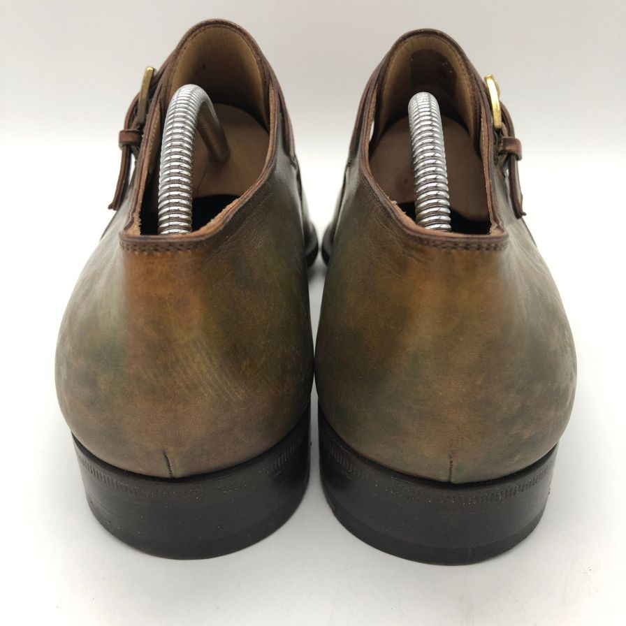 ベルルッティ レザーシューズ プレーントゥ シングルモンク カーフ パティーヌ メンズ グリーン系 サイズUK6.5 Berluti 約25.5cm【PTM4】