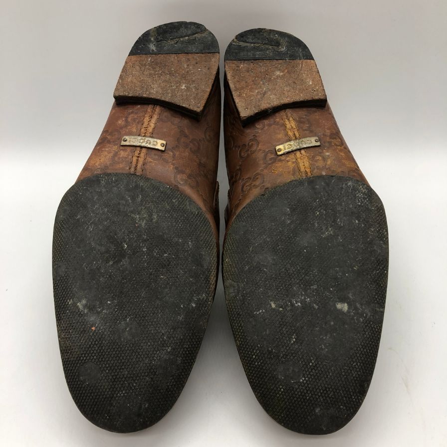 グッチ GG柄 ローファー メンズ ブラウン サイズ38.5 GUCCI 約25.5cm【AFC47】