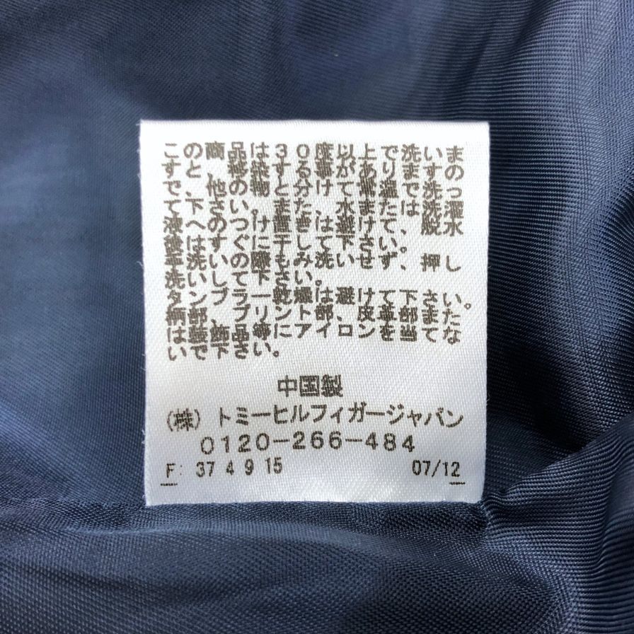 中古■トミーヒルフィガー スタジャン リブ ニットジャケット ブルゾン アップリケ ワッペン ネイビー メンズ サイズL TOMMY HILFIGER 【AFB18】