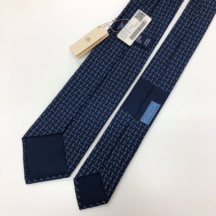 エルメス ネクタイ Hロゴ ブルー HERMES【AFB55】
