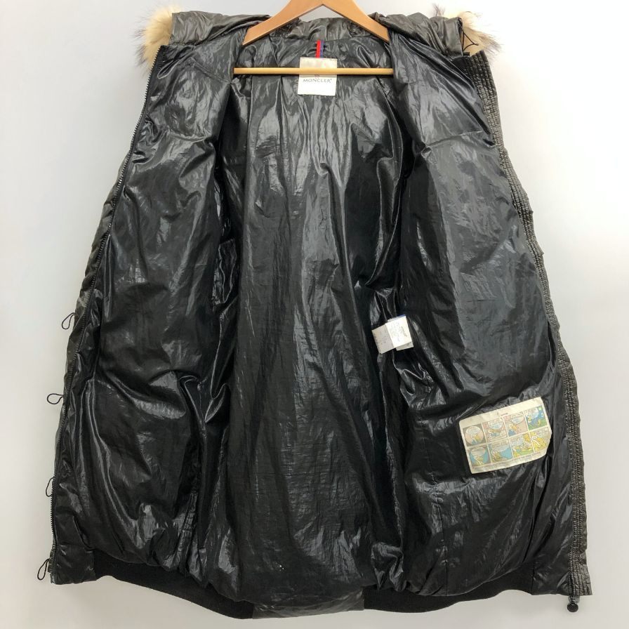 中古■モンクレール ダウンコート LUCIE ラクーンファー ブラック レディース サイズ2 MONCLER 【AFA13】