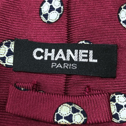 シャネル ネクタイ シルク サッカーボール レッド CHANEL【AFI18】