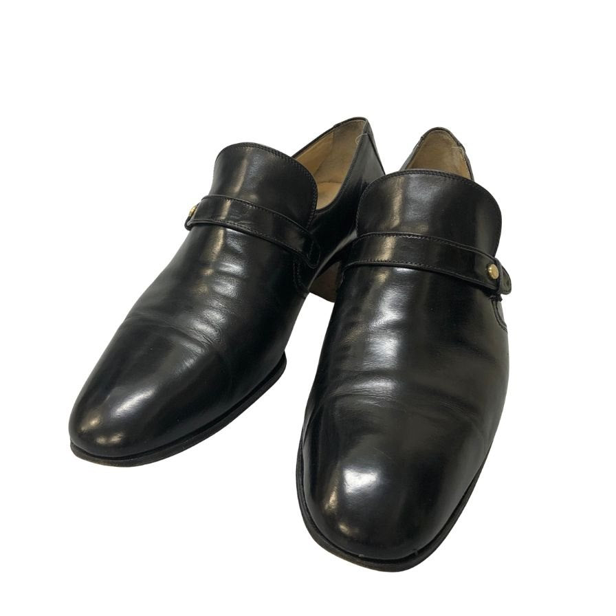 タニノクリスチー レザーシューズ スリッポン プレーントゥ ブラック サイズ5.5 メンズ TANINO CRISCI 約24.0cm【AFC29】