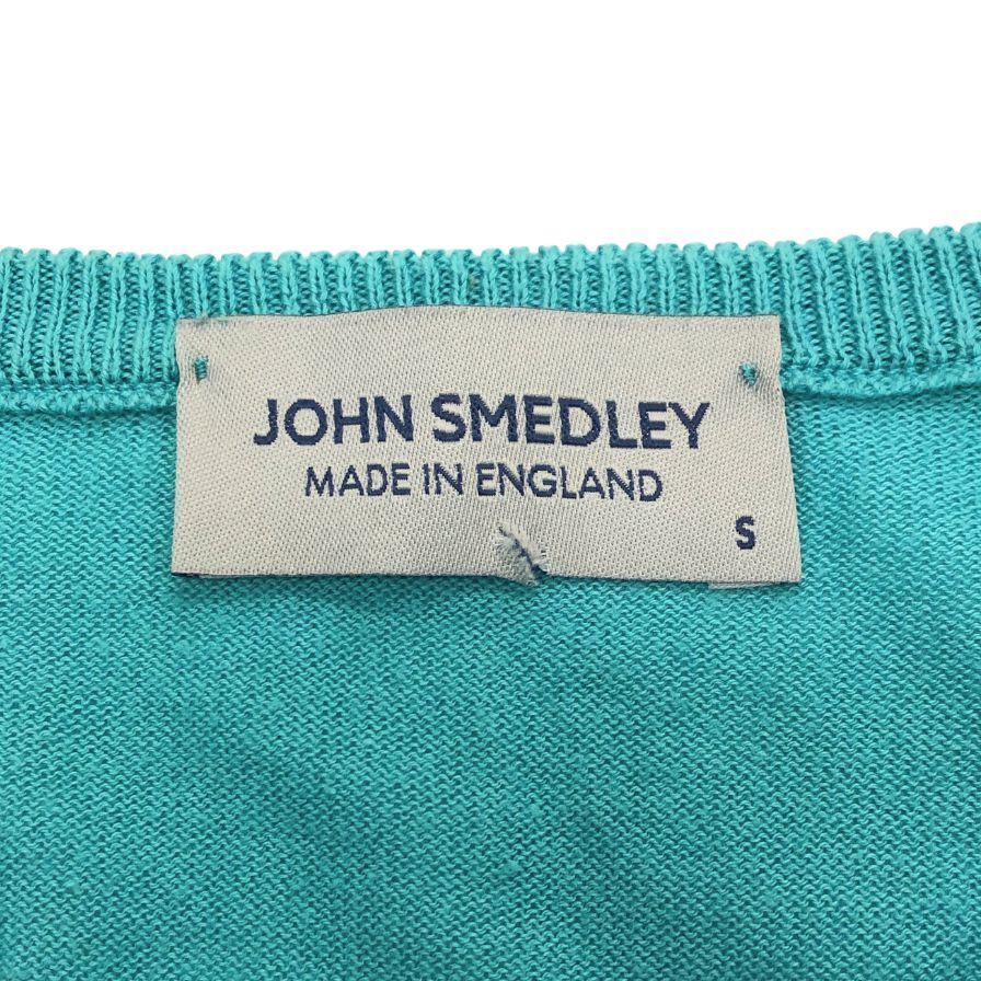 美品◆ジョンスメドレー ニット ロングスリーブニット Vネック ブルー系 メンズ サイズS JOHN SMEDLEY 【AFB14】