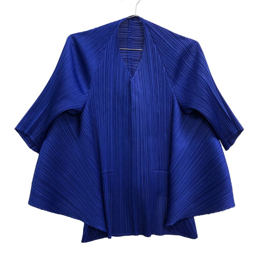 美品◆プリーツプリーズ イッセイミヤケ PP11-JK541 リブ プリーツ ブルー サイズ 3 PLEATS PLEASE 【AFB11】