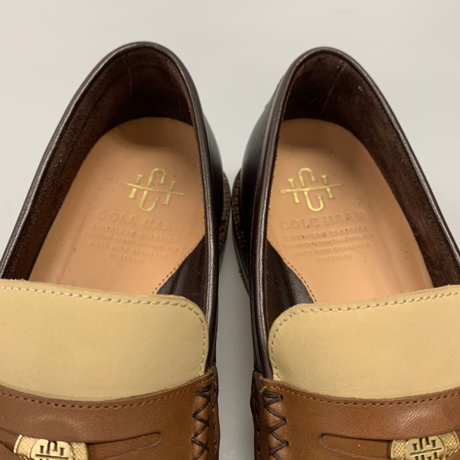コールハーン レザーシューズ C37771 クラシックス ピンチ ペニーローファー ブラウンアイボリーコンビ US8 COLE HAAN 約26.0cm【AFD13】