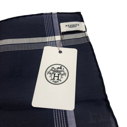 エルメス ハンカチ コットン100% ネイビー レディース HERMES【AFI11】【中古】