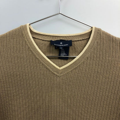 美品◆エルメネジルド ゼニア コットンニット ベージュ サイズM  Ermenegildo Zegna 【AFB12】