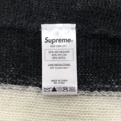 美品◆シュプリーム ストライプド モヘア カーディガン 2013AW ユニセックス サイズS ブラック×ホワイト Supreme 【AFB35】