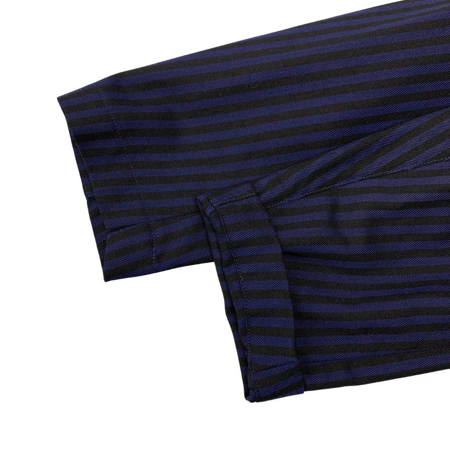 美品◆イッセイミヤケ 80S 筆タグ 変形ジャケット ストライプ ネイビー系 メンズ サイズM ISSEY MIYAKE 【AFB14】