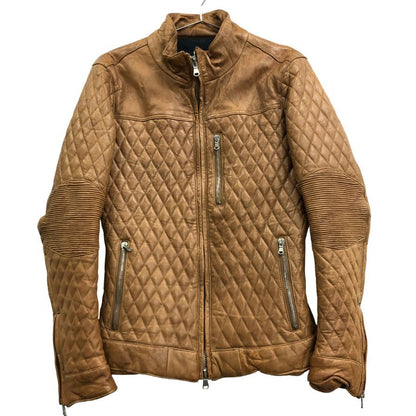 中古◆ジュンハシモト 13AW レザーキルティングジャケット ラムレザー ベージュ メンズ サイズ3 LET1016 【AFG1】