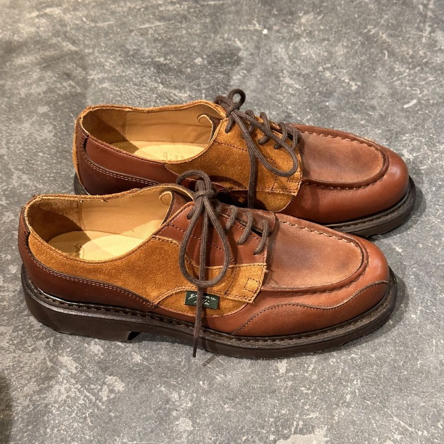 パラブーツ シャンボード Garance カフェ スエードコンビ パッチワーク サイズUK4 メンズ ブラウン Paraboot ビジネスシューズ 約23.5cm【LA】【中古】