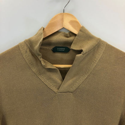 美品◆ザノーネ ニット 襟付き コットン メンズ ベージュ サイズ 48 ZANONE 【AFB17】