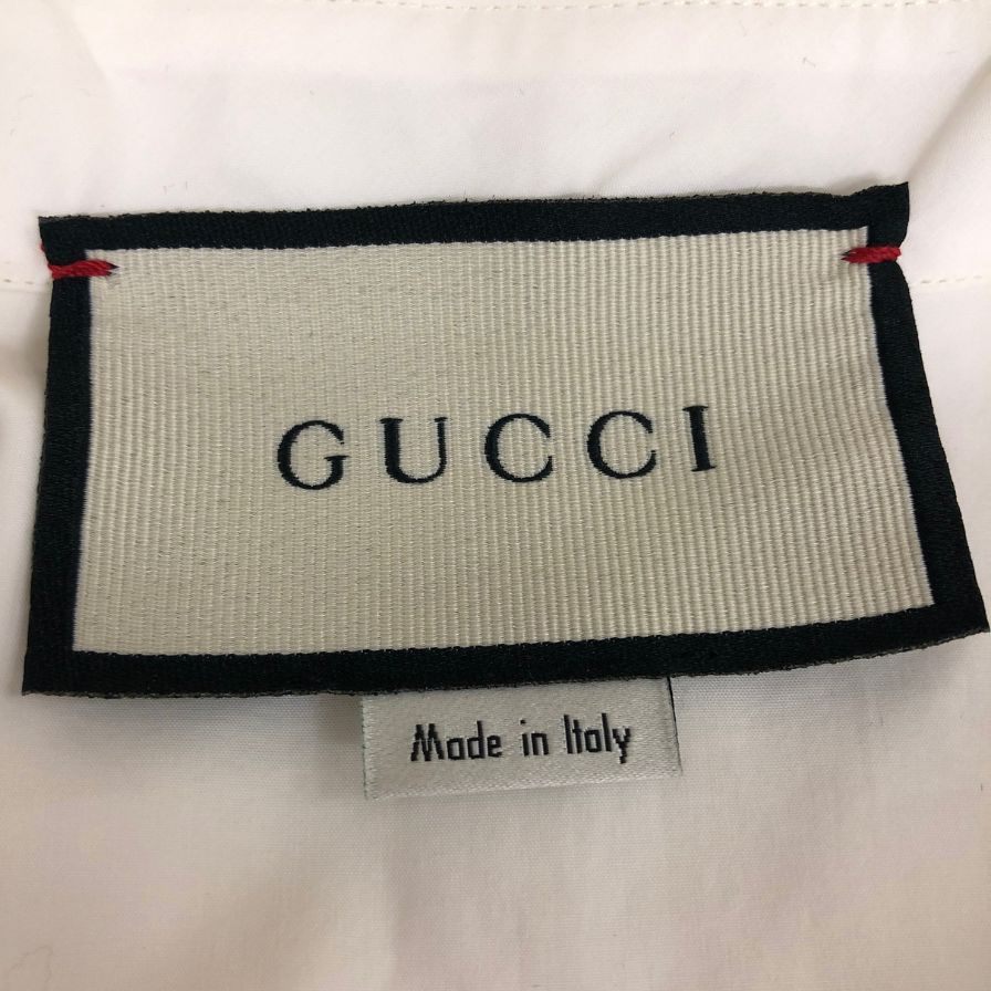 美品◆グッチ 刺繍シャツ 七分丈 ホワイト サイズ36 レディース 619466 GUCCI 【AFB8】