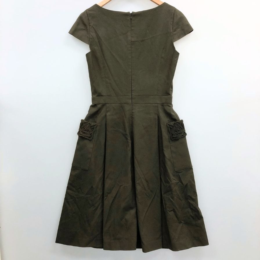 美品◆フォクシー ブティック 膝下ワンピース ダークオリーブ 40サイズ FOXEY BOUTIQUE 【AFB42】
