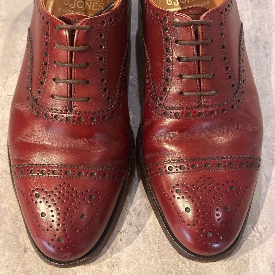 クロケット＆ジョーンズ チェアマン セミブローグ 236ラスト バーガンディ サイズUK5.5E メンズ CROCKETT&JONES ビジネスシューズ 約24.0cm【LA】【中古】