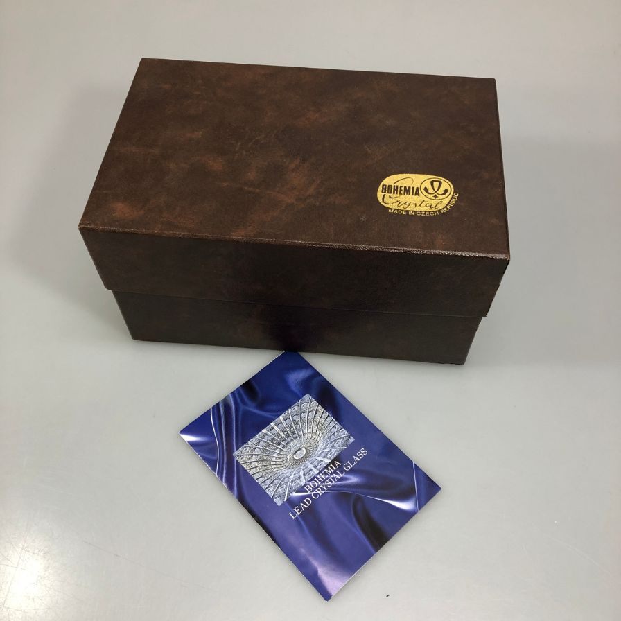 ボヘミア レッド クリスタル ガラス 花瓶 クリスタル BOHEMIA LEAD CRYSTAL GLASS【AFI28】【中古】