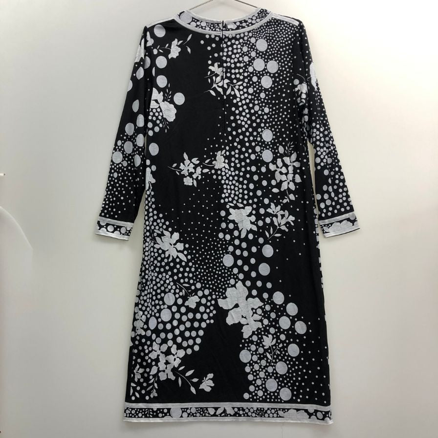 美品◆レオナール ワンピース モノトーン 総柄 レディース サイズL LEONARD 【AFB3】
