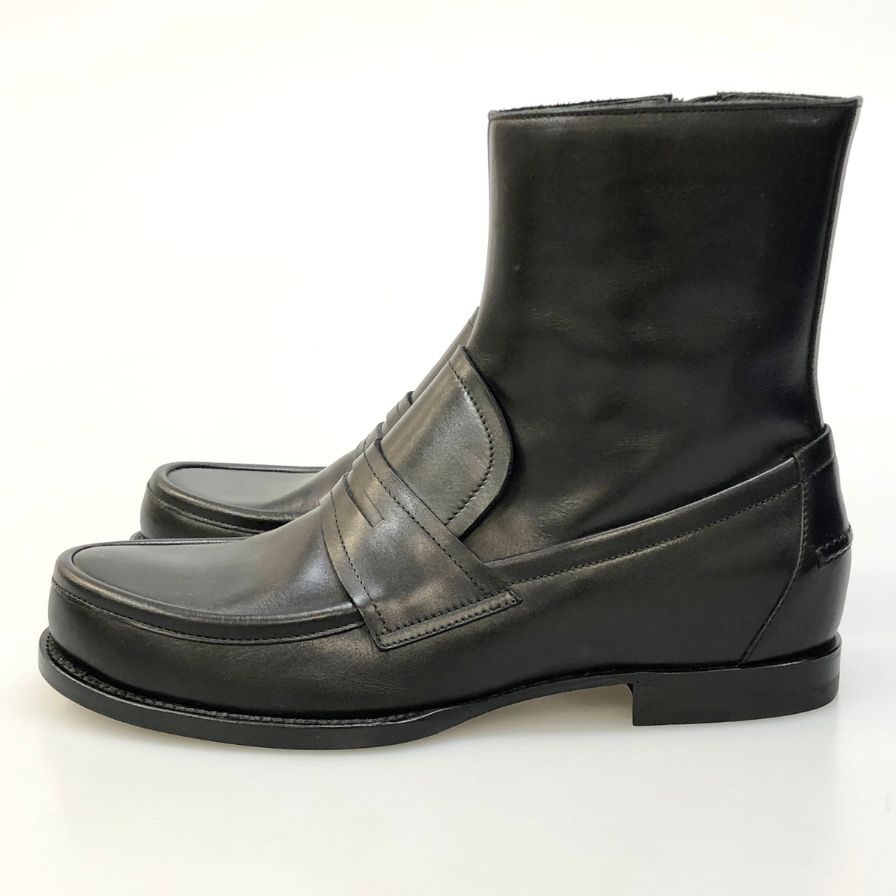 ボッテガヴェネタ レザーローファーブーツ サイドジップ イタリア製 メンズ サイズ40 ブラック BOTTEGA VENETA 約25.0cm【AFC4】