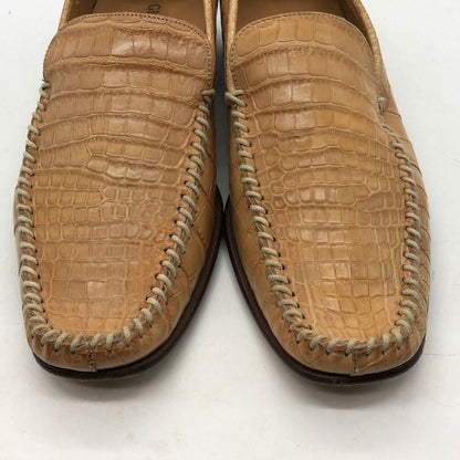 ジョルジオ アルマーニ スリッポン クロコ型押し ライトブラウン メンズ サイズ40.5 Giorgio Armani 約25.5cm【AFC43】