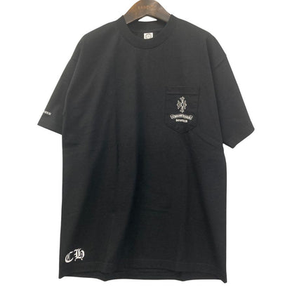 極美品◆クロムハーツ Tシャツ ポケットT 胸元ロゴ バックプリント クロス HONOLULU ブラック サイズL メンズ CHROME HEARTS 【AFB35】
