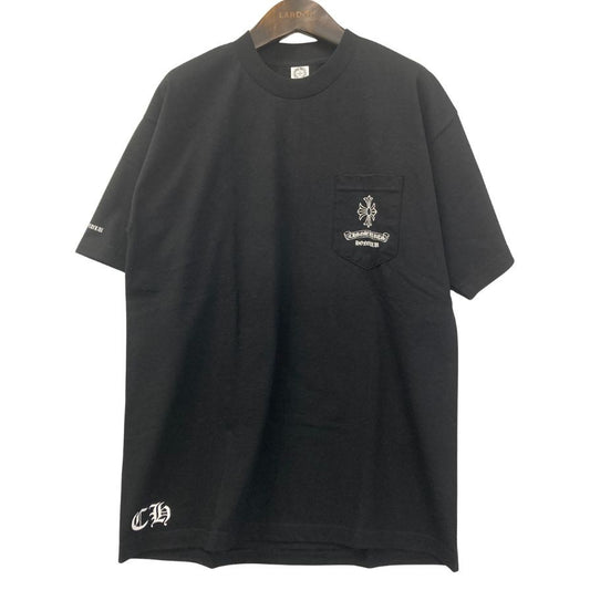 極美品◆クロムハーツ Tシャツ ポケットT 胸元ロゴ バックプリント クロス HONOLULU ブラック サイズL メンズ CHROME HEARTS 【AFB35】