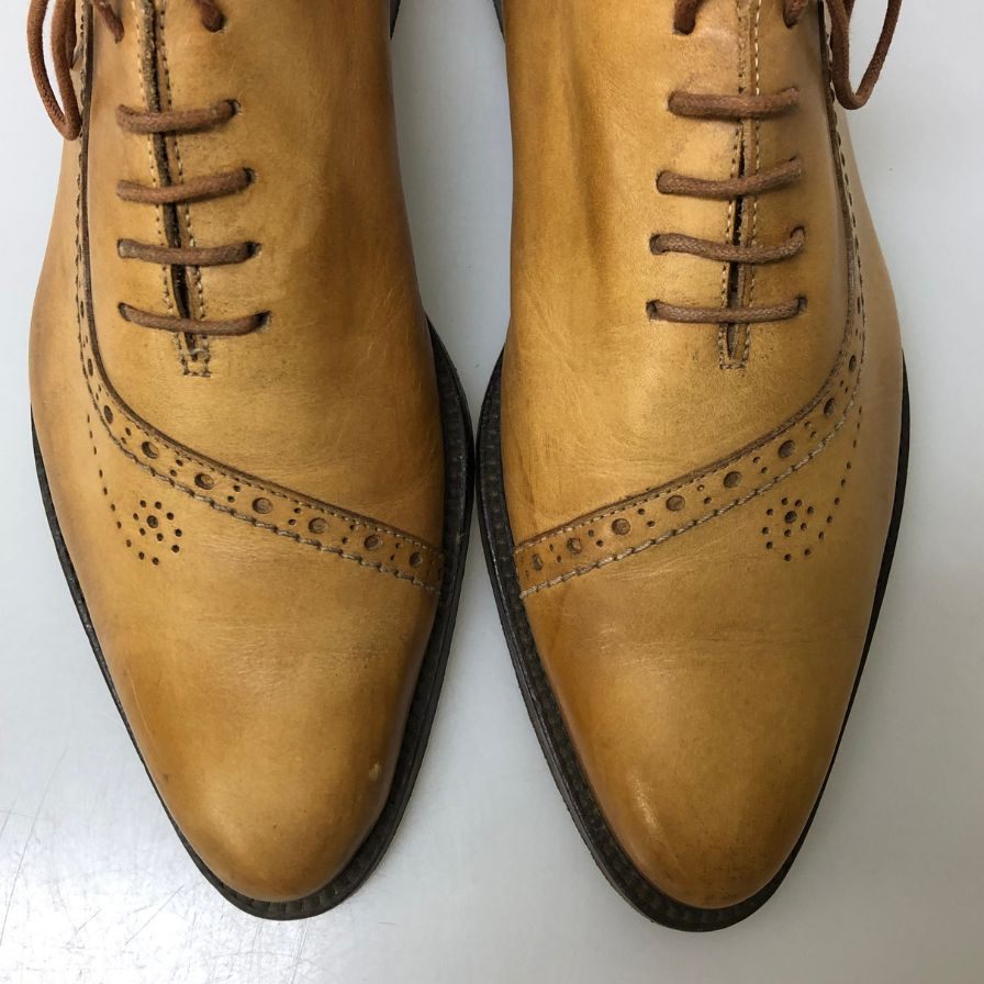 ベッタチーニ レザーシューズ 4126 メダリオン カーフ ライトブラウン サイズ40 BETTACCINI 約25.0cm【PTM1】