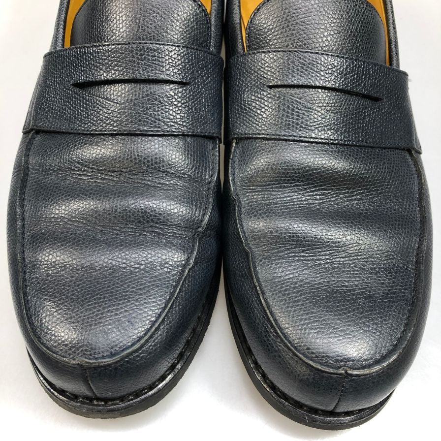 パラブーツ アドニス コインローファー カーフ シボ革 ネイビー UK8 Paraboot ローファー 約26.5cm【LA】【中古】