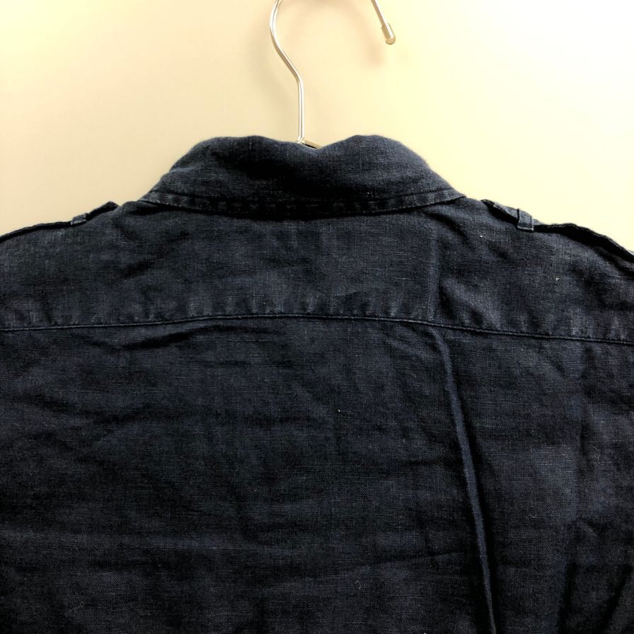 中古◆ラルフローレン レディース 長袖シャツ リネン100% インパクト21社製 サイズ9 ブルー  Ralph Lauren 【AFB12】