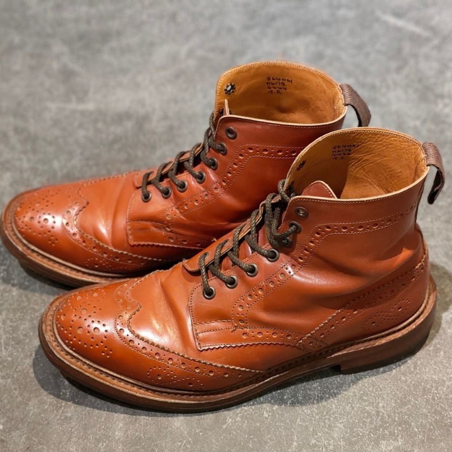 トリッカーズ ポールスミス別注 カントリーブーツ ウイングチップ マロン サイズUK9 メンズ Tricker’s ブーツ 約27.5cm【LA】【中古】