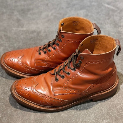 トリッカーズ ポールスミス別注 カントリーブーツ ウイングチップ マロン サイズUK9 メンズ Tricker’s ブーツ 約27.5cm【LA】【中古】