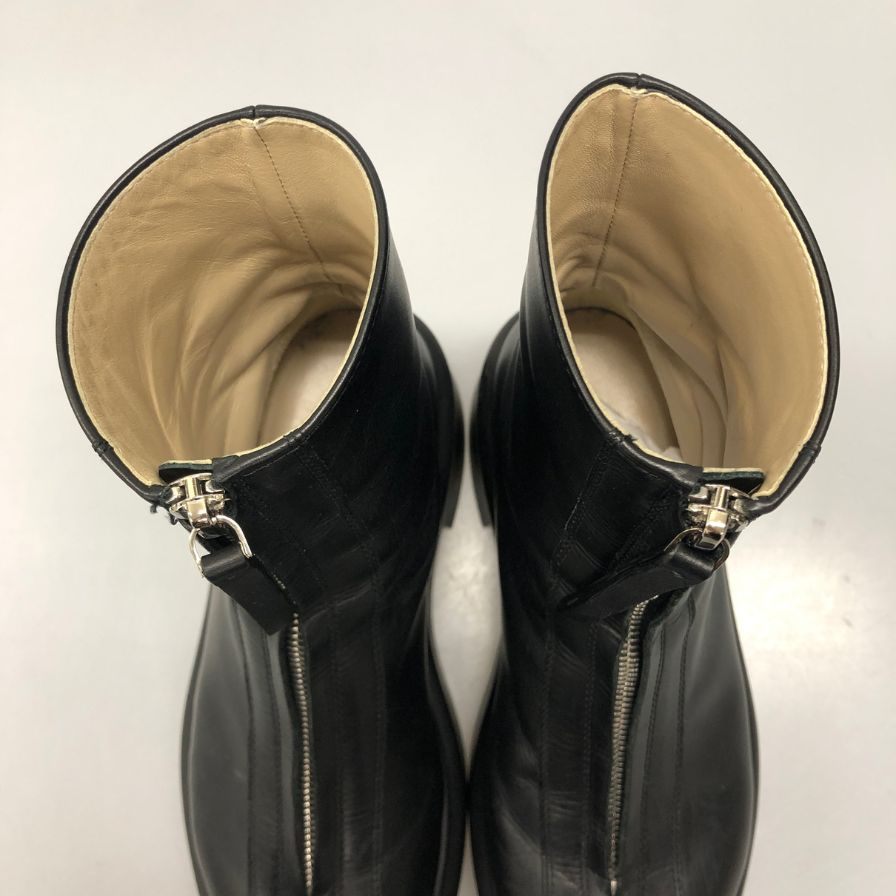 ザ ロウ ジップブーツ フロントジップ レザー ブラック レディース サイズ35.5 THE ROW 約22.0cm【AFD1】