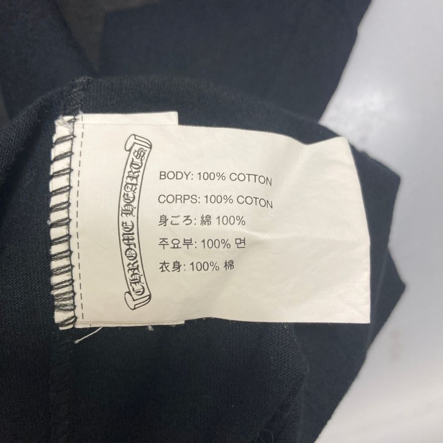 美品◆クロムハーツ Tシャツ ポケットT 胸元ロゴ 星柄 ブラック サイズL メンズ CHROME HEARTS 【AFB38】