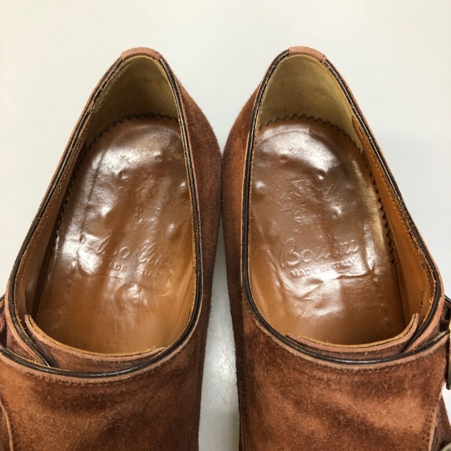 サントーニ レザーシューズ ダブルモンク スエード ブラウン サイズUK6.5 メンズ Santoni 約25.0cm【AFC41】
