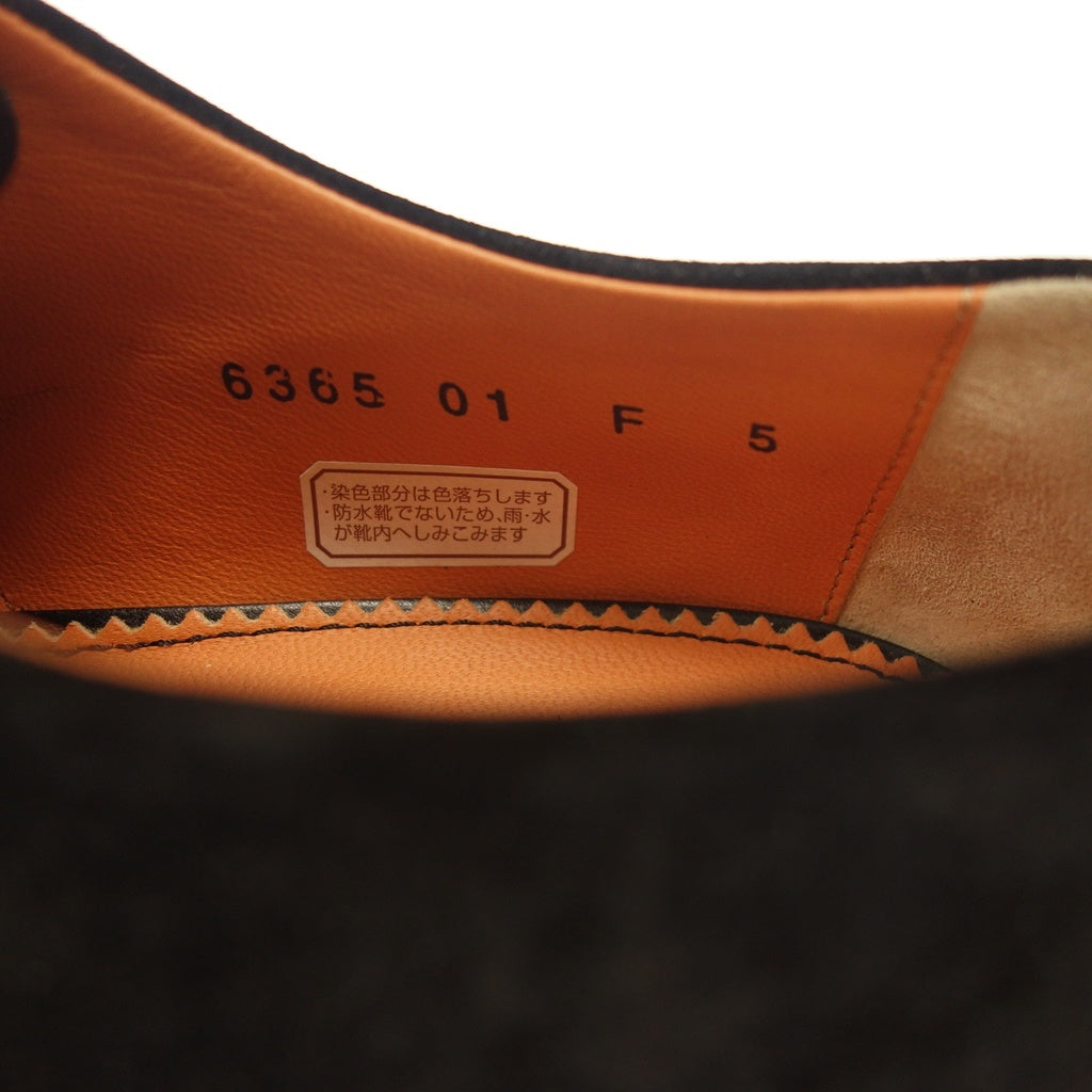 未使用 ◆ Santoni 皮鞋直尖 6365 麂皮男式黑色 5 码 Santoni [AFD6] 