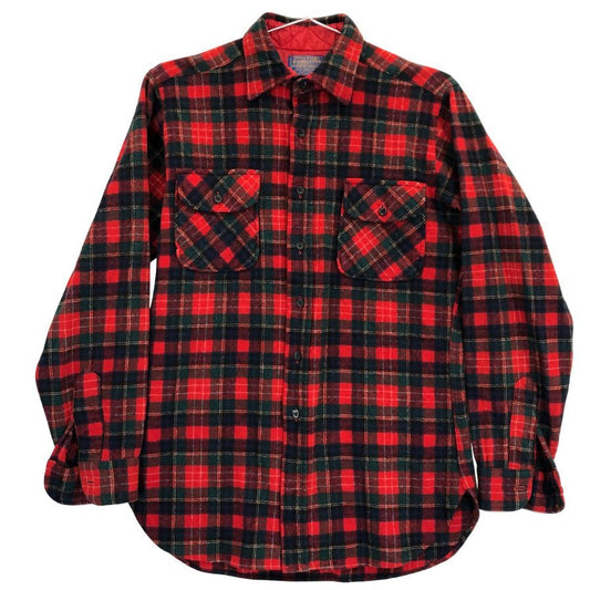 極美品◆ペンドルトン 70S チェックシャツ ウール レッド メンズ サイズM PENDLETON 【AFB11】