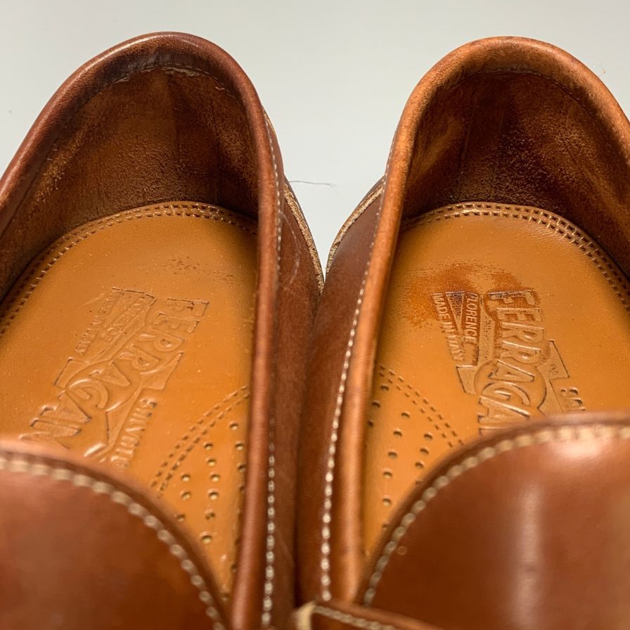 サルバトーレ フェラガモ ローファー ビットローファー ガンチーニ ブラウン メンズ サイズ7.5 Salvatore Ferragamo 約25.5cm【AFC6】