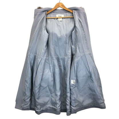 中古◆ルネ コート フォックス ファー フード ロング アンゴラ ウール グレー レディース サイズ38 Rene 【AFA9】