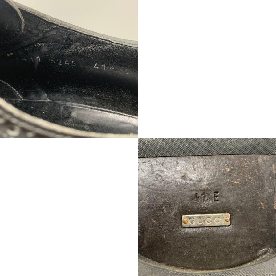 グッチ レザーシューズ 5245 ダブルモンク パンチドキャップトゥ ガラスレザー ブラック サイズ41.5E メンズ GUCCI 約26.5cm【AFC44-2】