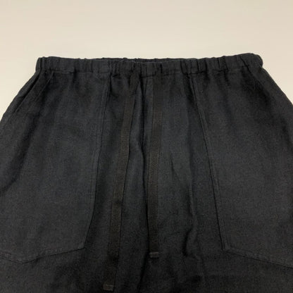 コモリ 25SS リネン サテン ドローストリングパンツ ブラック メンズ サイズ2 B01-03019 COMOLI 【AFB39】