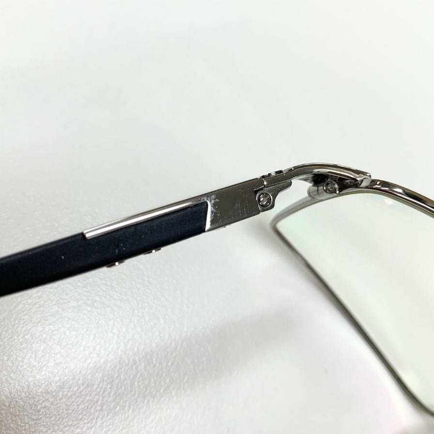 カルティエ メガネ スチール スクエアフレーム 59□18 度付き ユニセックス シルバー×ブラック Cartier【AFI4】
