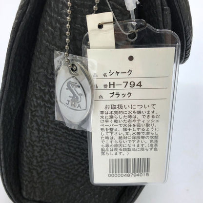 JRA ノーブランド ハンドバッグ シャーク レザー ブラック【AFE3】