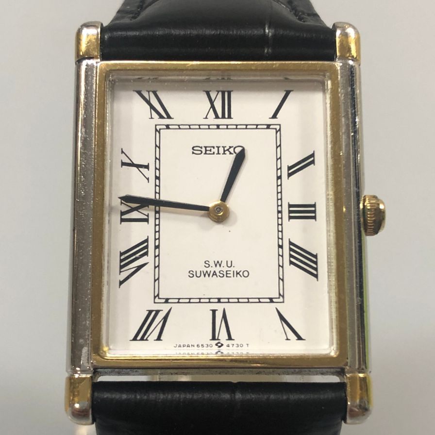 セイコー クォーツ スクエア 腕時計 クォーツ スクエア 2針 ユニセックス シルバー×ゴールド SEIKO S.W.U.【AFB55】