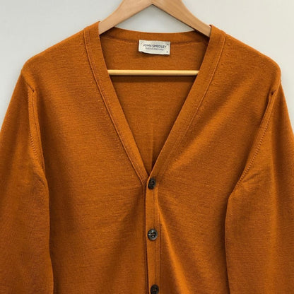 中古◆ジョンスメドレー ウールニット カーディガン オレンジ サイズM イギリス製 JOHN SMEDLEY MADE IN ENGLAND 【AFB33】