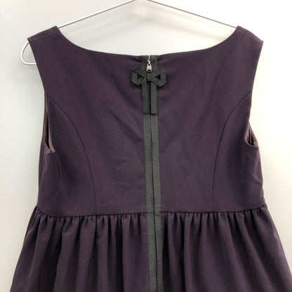 美品◆フォクシーニューヨーク ワンピース レディエンパイア ノースリーブ 27879 パープル レディース サイズ40 FOXEY NEW YORK 【AFB3】