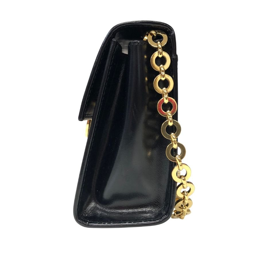 サルヴァトーレフェラガモ ショルダーバッグ AQ-21 9629 ガンチーニ チェーン ゴールド金具 レザー ブラック Salvatore Ferragamo【AFB56】